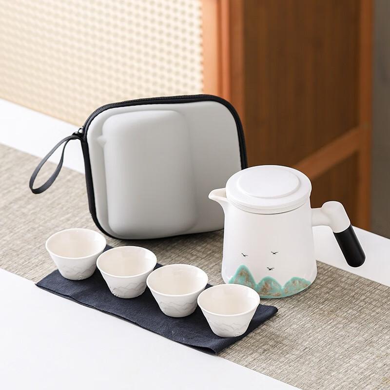 Portable Hand-painted Ceramic Travel Tea Set