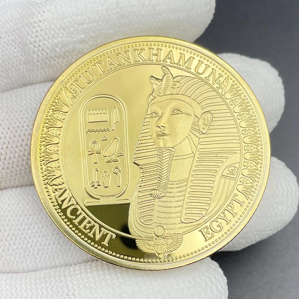 Pharaoh of Egypt Gold Coin 1931 Tutankhamen Pyramid Commemorative Medal in Capsule Collection Souvenir Gift