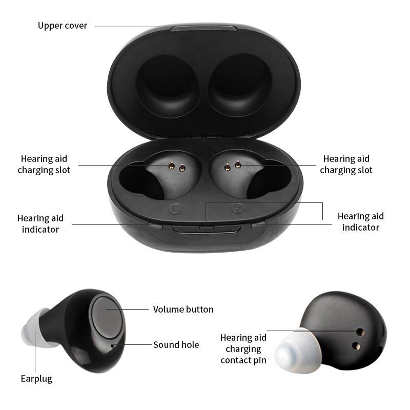 1 Pair Invisible Digital Audiphone CIC Sound Enhancer Professional Voice Amplifier Mini Rechargeable Hearing Aid