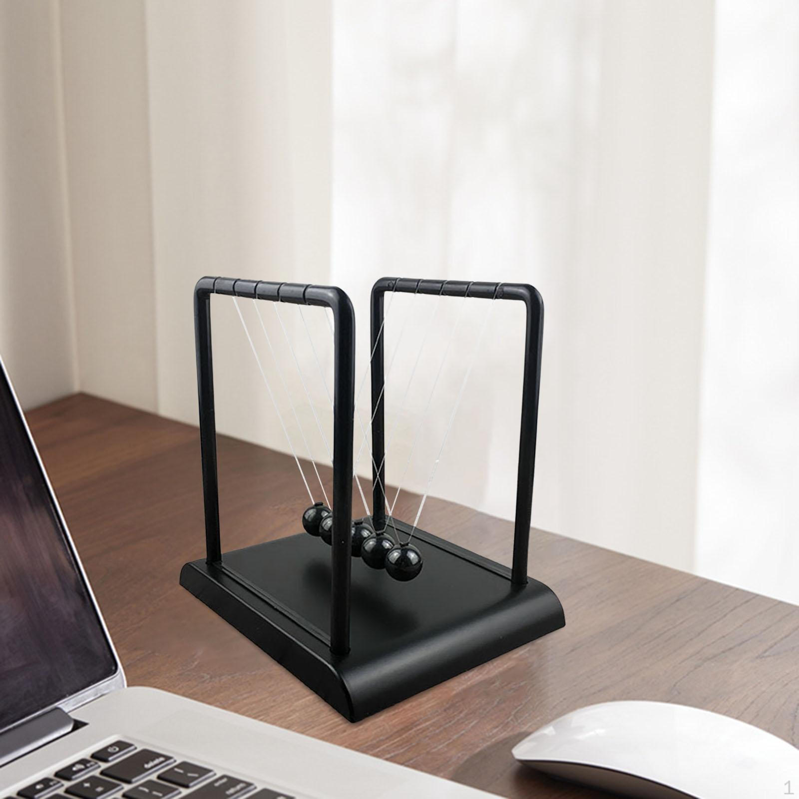 

Newtons Cradle Balance Balls Fun Science Accessories Desk Toys with Black Stand 5 Pendulum for
