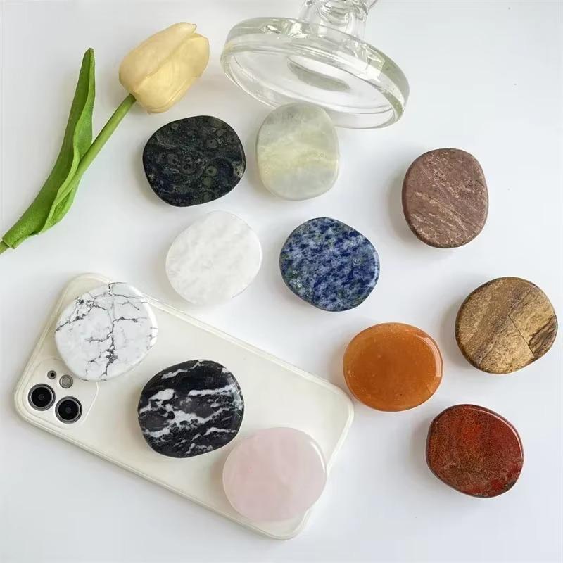 Natural Stone Marble Texture Phone Grip Holder, Finger Ring Support Socket Pocket Stand, Portable Mobile Phone Bracket for Secure Holding and Viewing