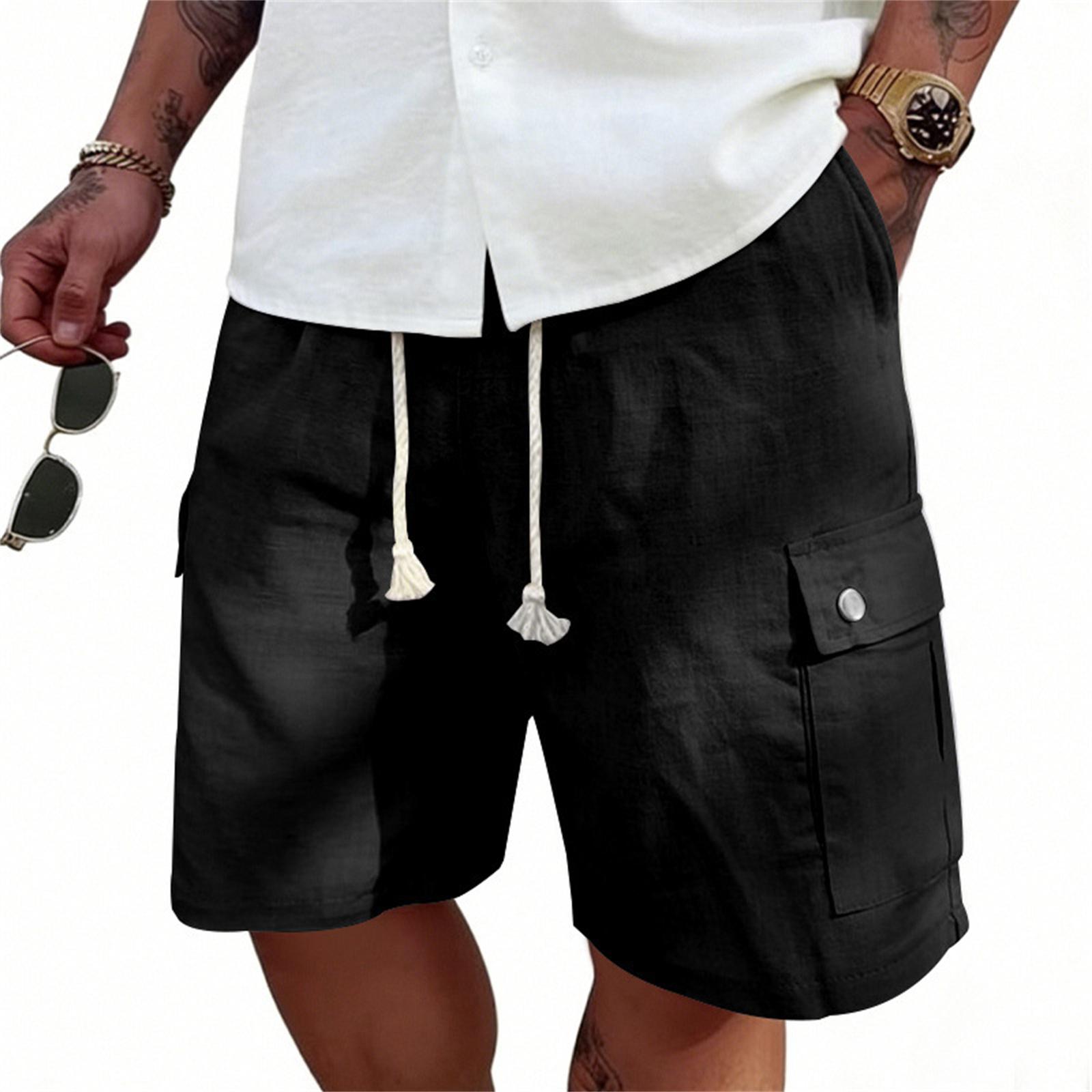 

Men s Sports Shorts Multi-pocket Overalls XXXL чёрный
