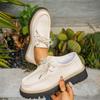 Woman Loafers Casual British Thick Heel Shoes Round Toe Rubber Outsole Sneakers Women Retro Autumn Large Size Shoes Ladies