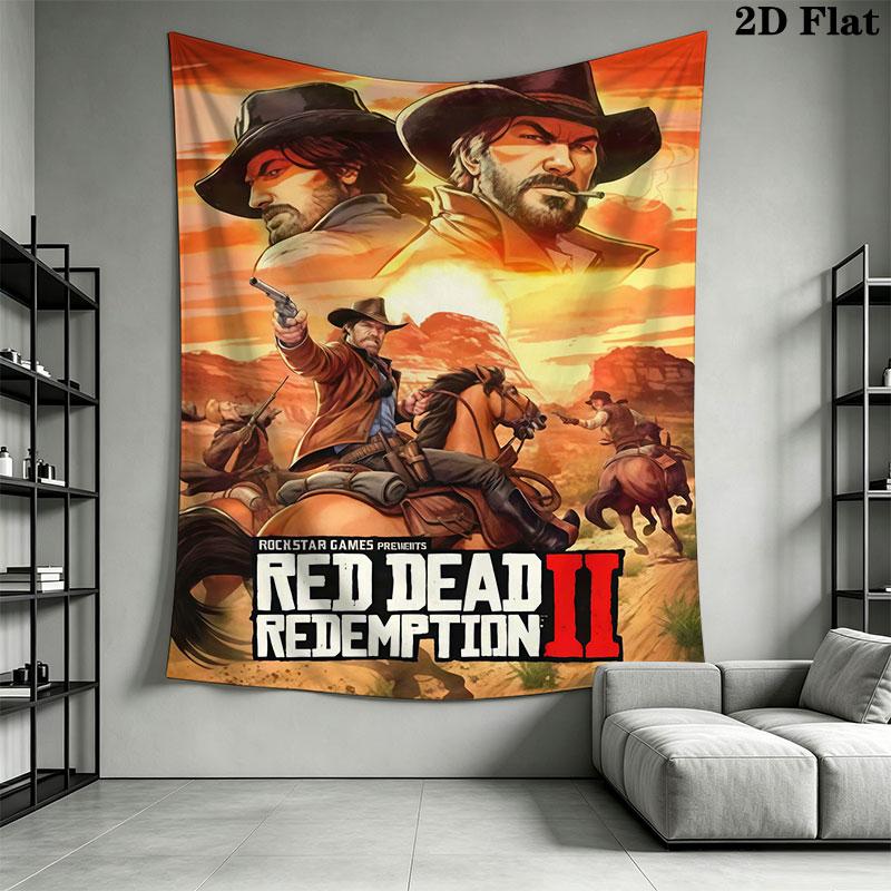 Red Dead Redemption Wall Hanging Printed Fabric Blanket Decorative Tapestries for Bedroom Living Room Home Decor