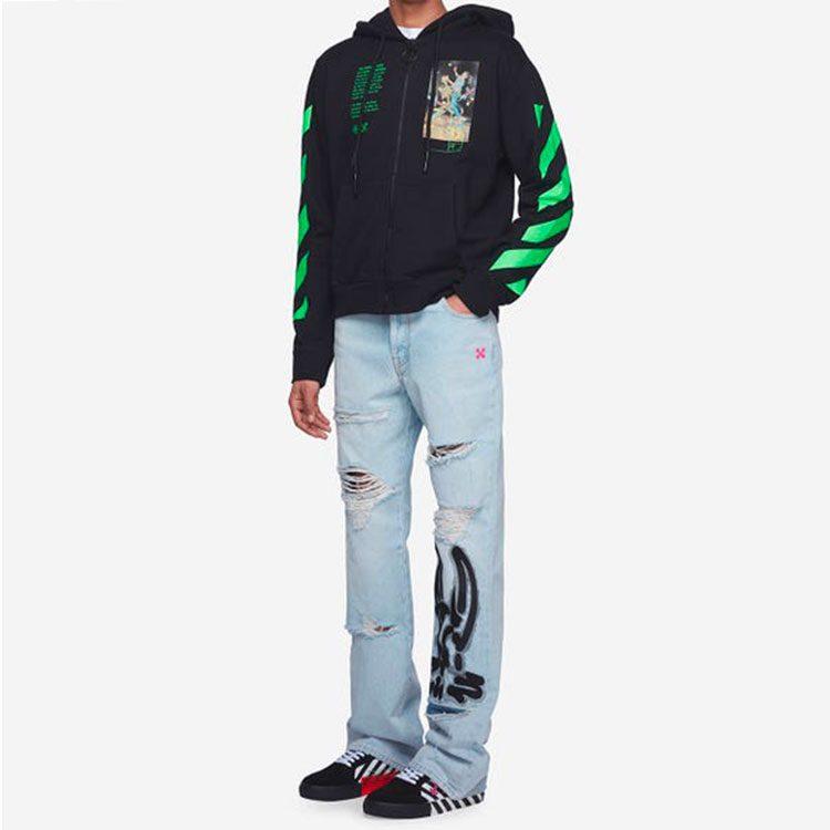 OFF WHITE Golden Ratio Graphic Zip Up Hoodie OMBE001R20E300141088