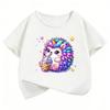 Funny Colorful Hedgehog T-Shirt Printed T Shirt Girls' Summer Clothes Short Sleeve Tops T-Shirts Cute Kids Clothing