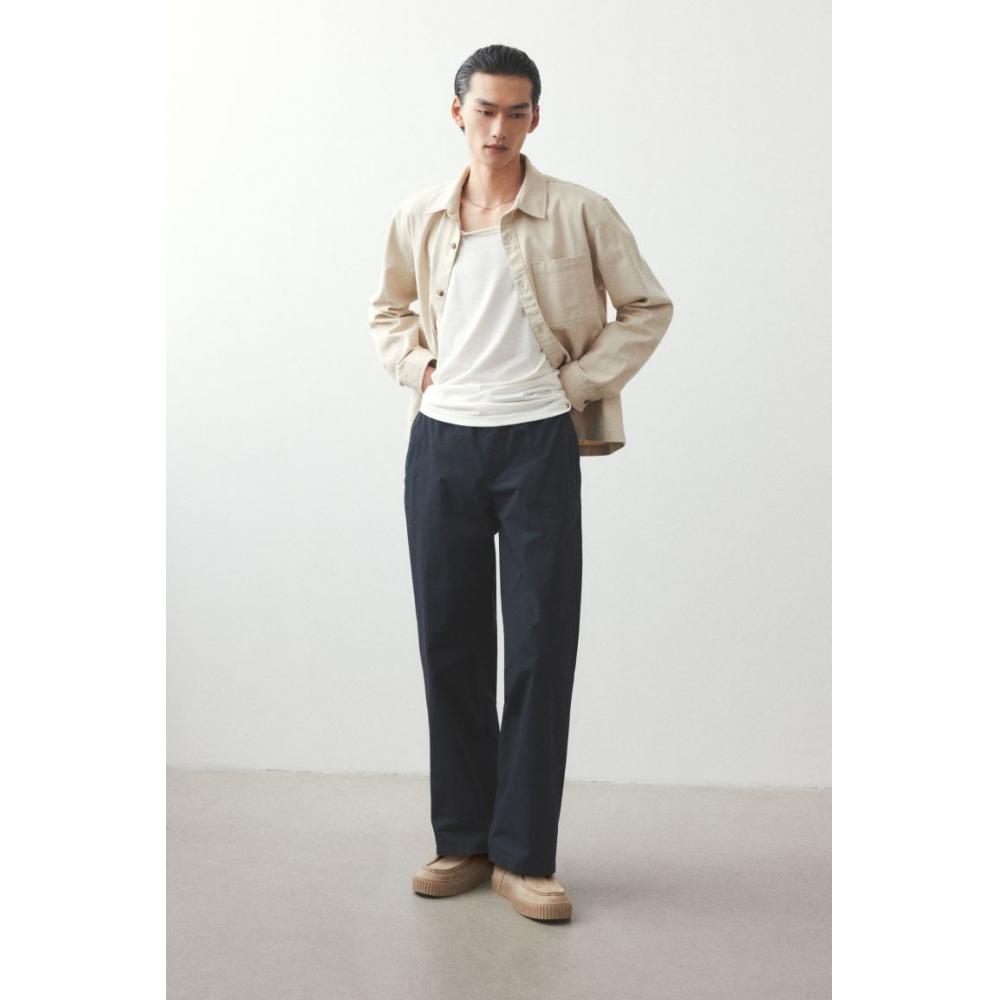 H M Regular Fit Cotton Twill oversHirt Beige