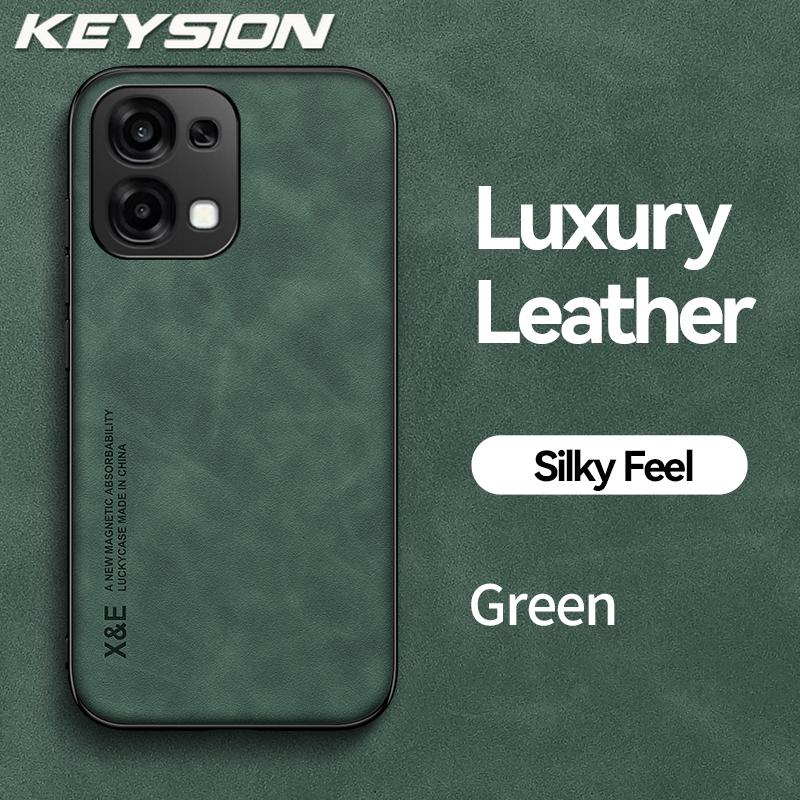 KEYSION Luxury Retro PU Leather Phone Case for OPPO A6 Pro 5G Soft Silicone+PC Shockproof Phone Back Cover for OPPO A6 Pro