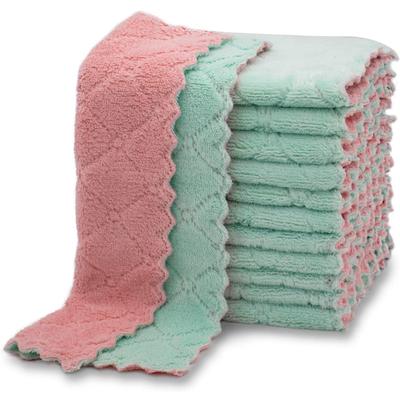 10/1Pcs Double Sided Cleaning Cloth Absorbent Microfiber Towel Furniture Glass Dish Washing Wipe Cloth Kitchen Non Stick Oil Rag