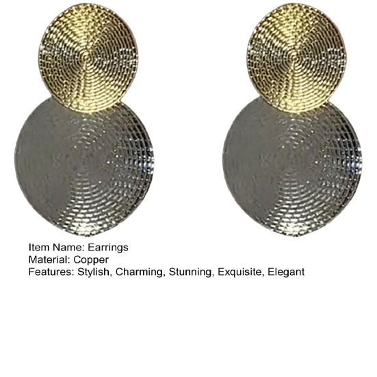 1 Pair Large Double Round Disc Dangle Drop Earrings Minimalist Geometric Big Circle