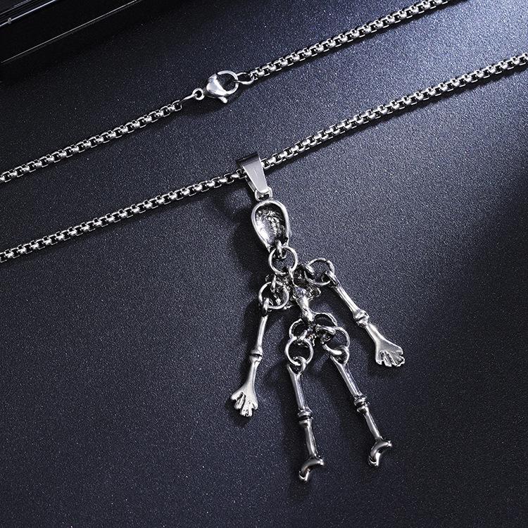 Trendy Gothic Skull Necklace & Earrings Set for Men