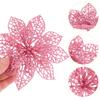 10pcs Christmas Glitter Poinsettia Flowers Tree naments Flower Artificial Decoration Tree nament Xmas Party Supplies