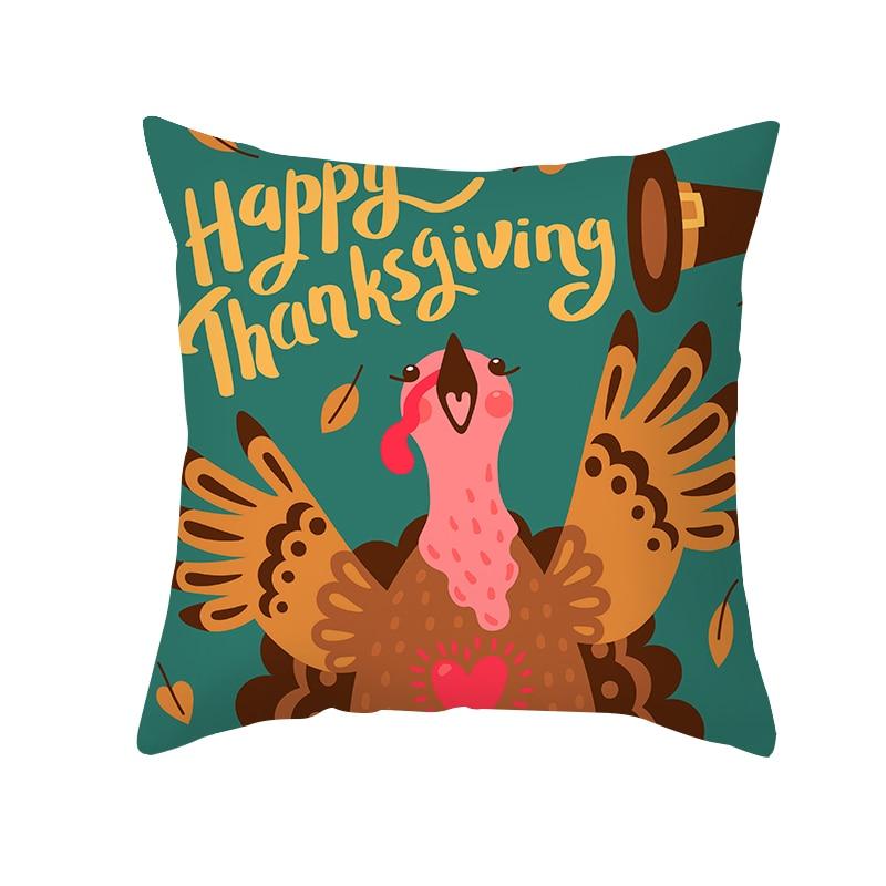 Cartoon Pumpkin Turkey Pillow Cover Autumn Thanksgiving Throw
