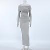 LYRIA Elegant Fashion Sexy Maxi Dresses Streetwear Off Shoulder Casual  Long Sleeve Slim Bodycon Party Vestidos Robes Female