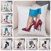 Lady High Heel Shoes Print Cushion Cover for Car Sofa Home Super Soft Short Plush Pillow Case Decor Cartoon Pillowcase 45*45 Cm