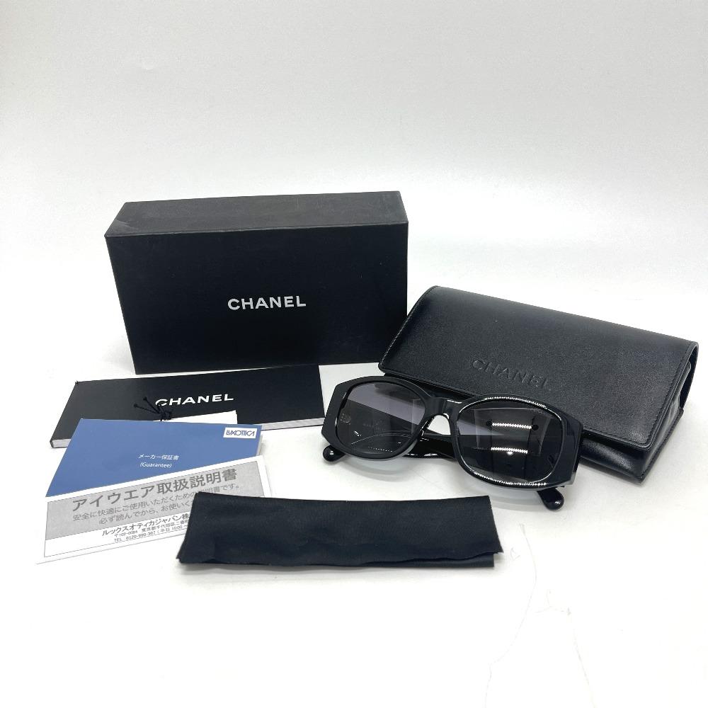 Chanel OCH5450-A Embroidered CC Mark Eyewear Sunglasses Plastic Black