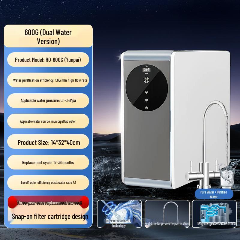 600G Under-Sink RO Water Purifier: Direct Drinking Reverse Osmosis Filter for Kitchen Tap.