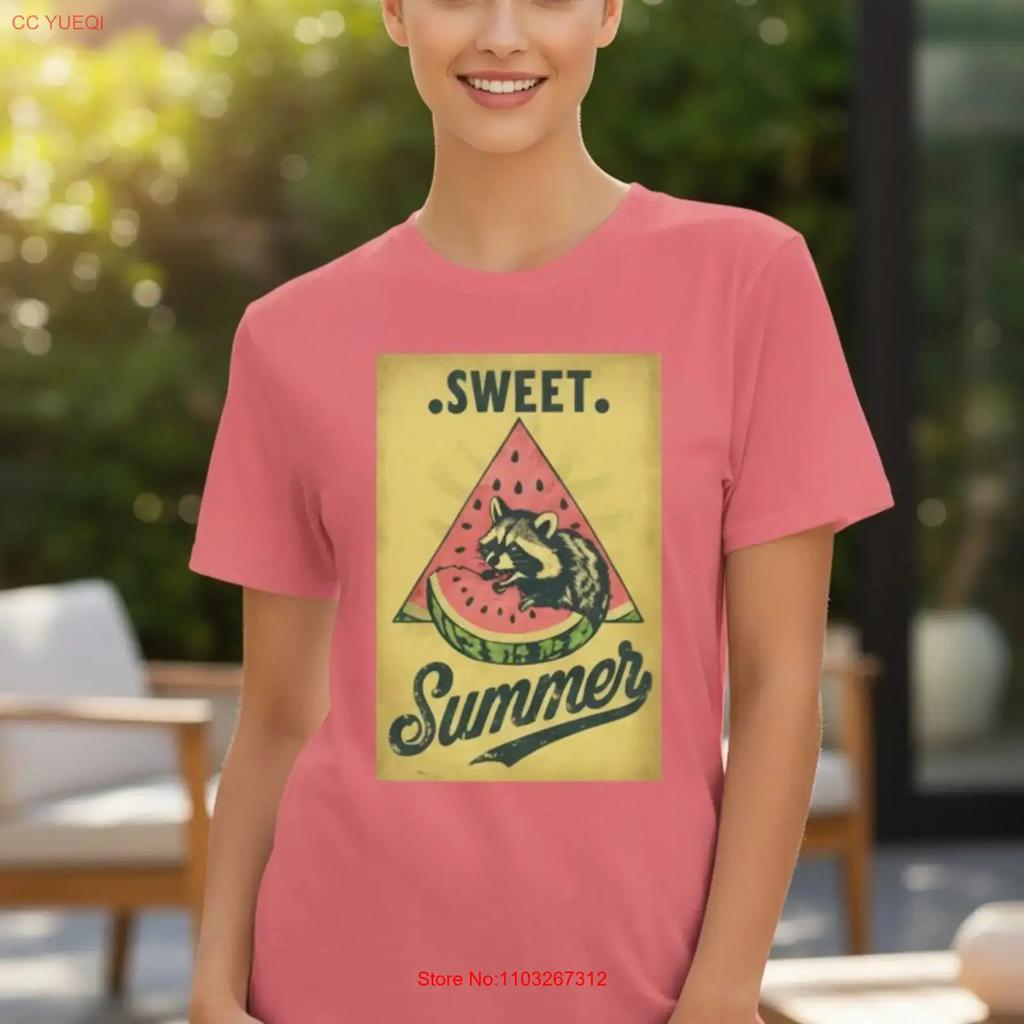 Sweet Summer Cotton T Shirt Vintage Raccoon Eating Watermelon Trash Panda Vintage Fashion Breathable Stylish Casual