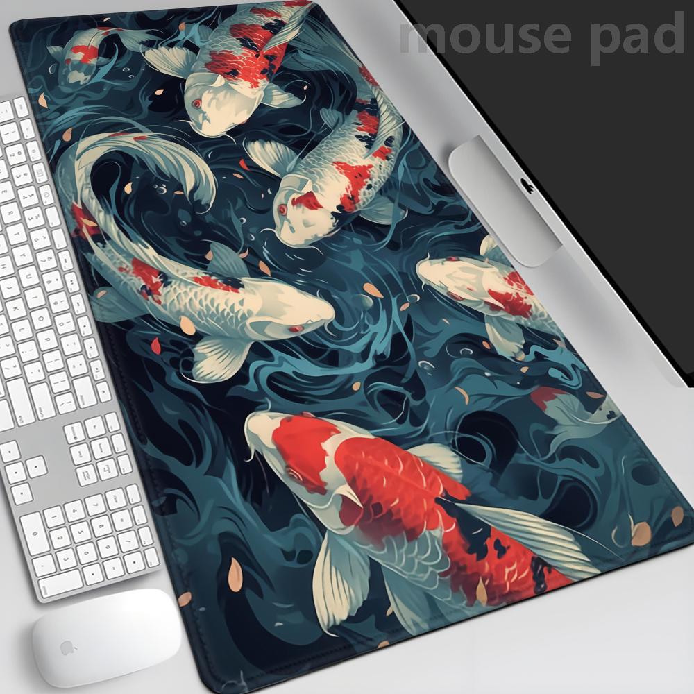 Koi Fish Mousepad Japanese Desk Mat XL boho nature mouse pad xxl extra large gaming deskmat anime aesthetics multiple sizes mats