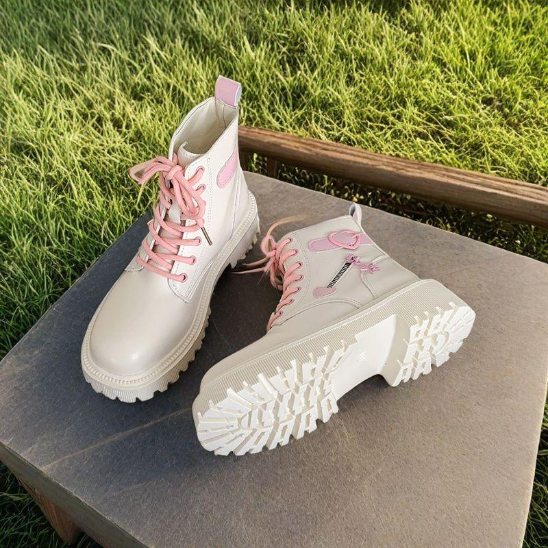 Girls bow Martin boots women's 2025 new autumn and winter student short boots versatile thick-soled heightening British single boots