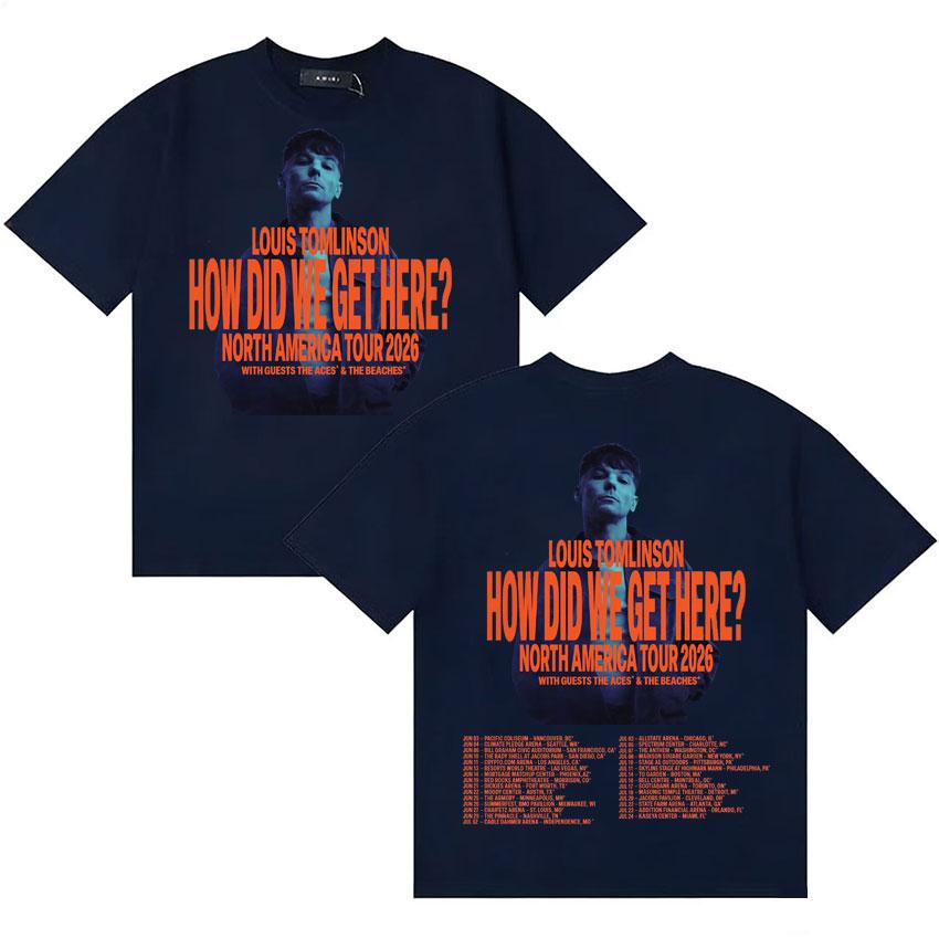 Singer Louis Tomlinson Tour How Did I Get Here Aesthetic Harajuku Hot Sale T Shirts Unisexs Loose Short Sleeve TShirts Streetwear