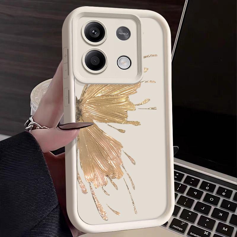 

Для Xiaomi Poco X6 X5 13t Redmi Note 12 11 10 Pro противоударный силиконовый чехол с позолоченной бабочкой, мягкий тонкий карамельный однотонный чехол Xiaomi Poco M6 Pro белый