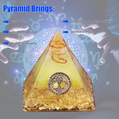 Orgonite Pyramid Resin Healing Crystals Decorative Orgonite Energy Stone Multi-purpose for Indoor Yoga Meditation