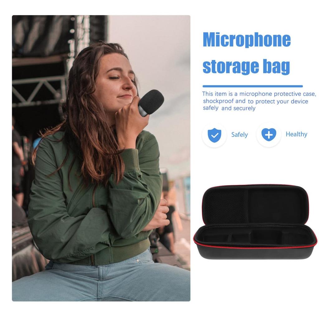DECHOUS Microphone Storage Bag, Wireless Microphone Hard Case Suitcase Carry Bag, Foam Microphone Case, Handheld Microphone Carrying Bag, Studio Hard