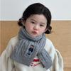 Bear Embroidery Children&#x27;s Knitted Scarf Thicken Infant Neckwarmers Children&#x27;s Winter Scarf  Kids