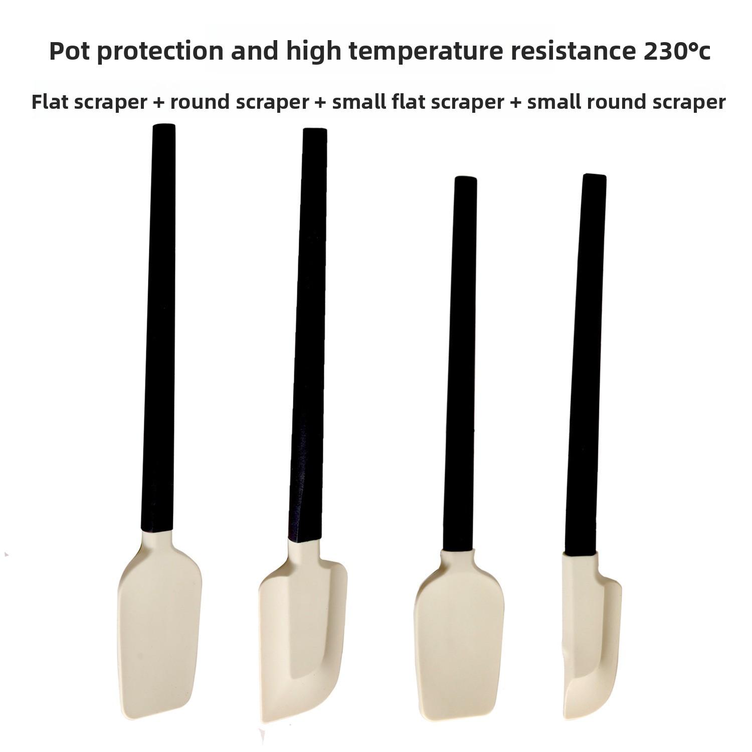 4Pcs/set Wooden handle silicone scraper high temperature resistant baking cream cake spatula silicone wooden handle scraper set 4pcs