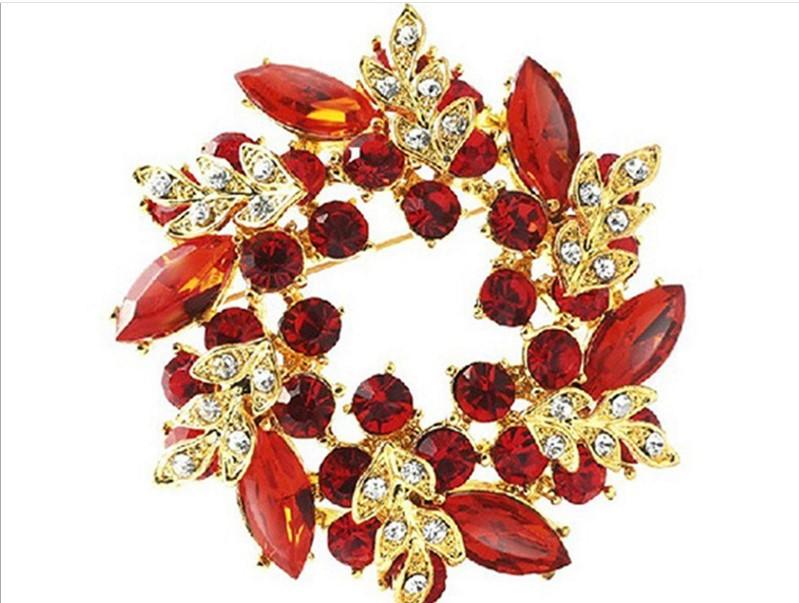 Высококачественные броши, украшения для корсажа, стразы, хрустальная баухиния, женские пиджаки, ретро-броши красный