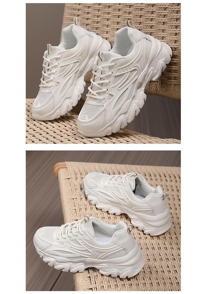 Women's Black Non-Slip Height-Increasing Sports Shoes - Fashionable, Comfortable, Versatile, Thick Sole for Spring/Autumn