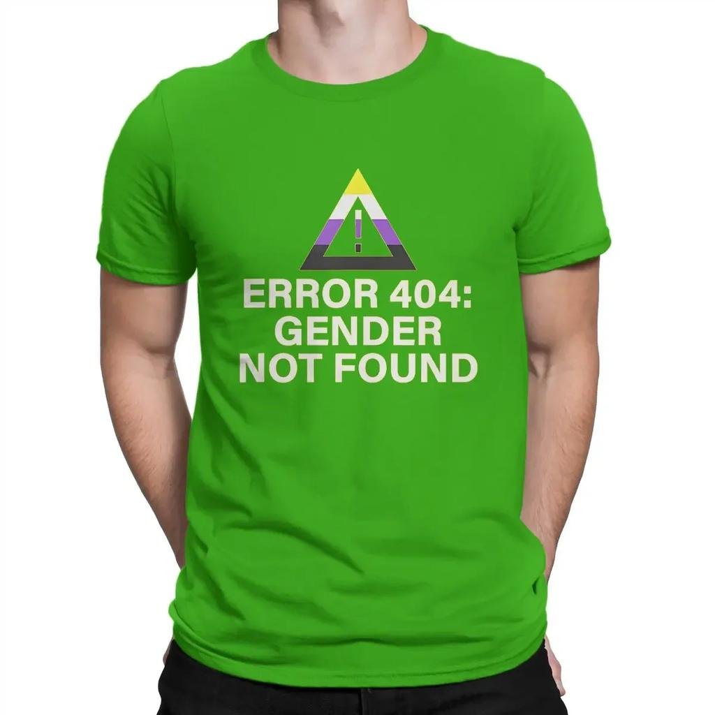 Gender Not Found Agender Non Binary Pride Awesome Cotton Tee Shirt Unisex TShirt Short Sleeve Error T Shirts Crewneck Clothes