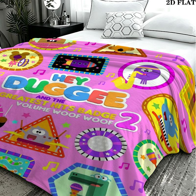 1PC Hey Duggee Custom Name Patterned Flannel Blanket Suitable For All Seasons for Home Decor Warmth and Comfort Gifts Holiday Present