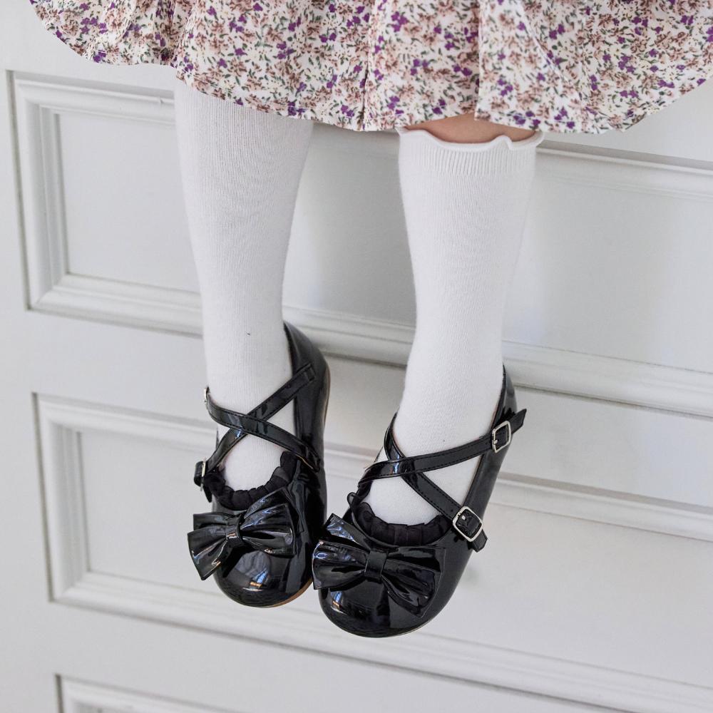 [Babyzzam] Girls' Angel Ribbon Flats Black [BB461-10001]
