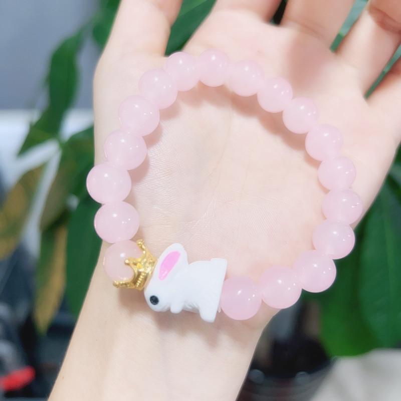 New glass rabbit bracelet cute sweet ice plate play bracelet versatile couple jewelry