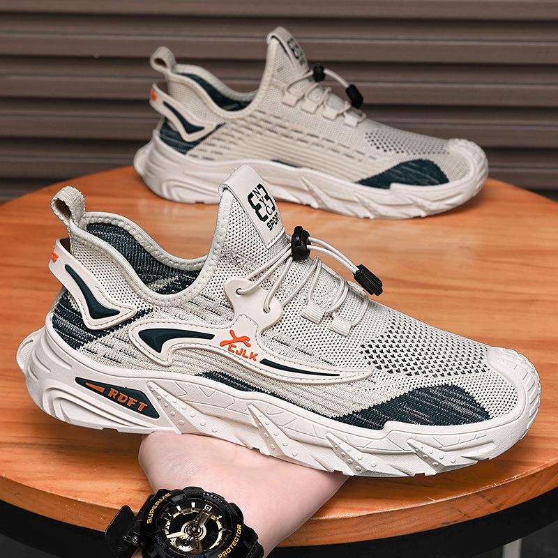 Men's Shoes 2025 Summer New Men's Elastic Band Trendy Casual Shoes Outdoor Comfortable Breathable Mesh Sports Trendy Shoes