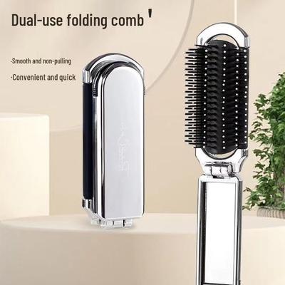 Tragbarer Faltkamm mit Spiegel - Kompaktes Reise-Haar- und Make-up-Tool für Mädchen