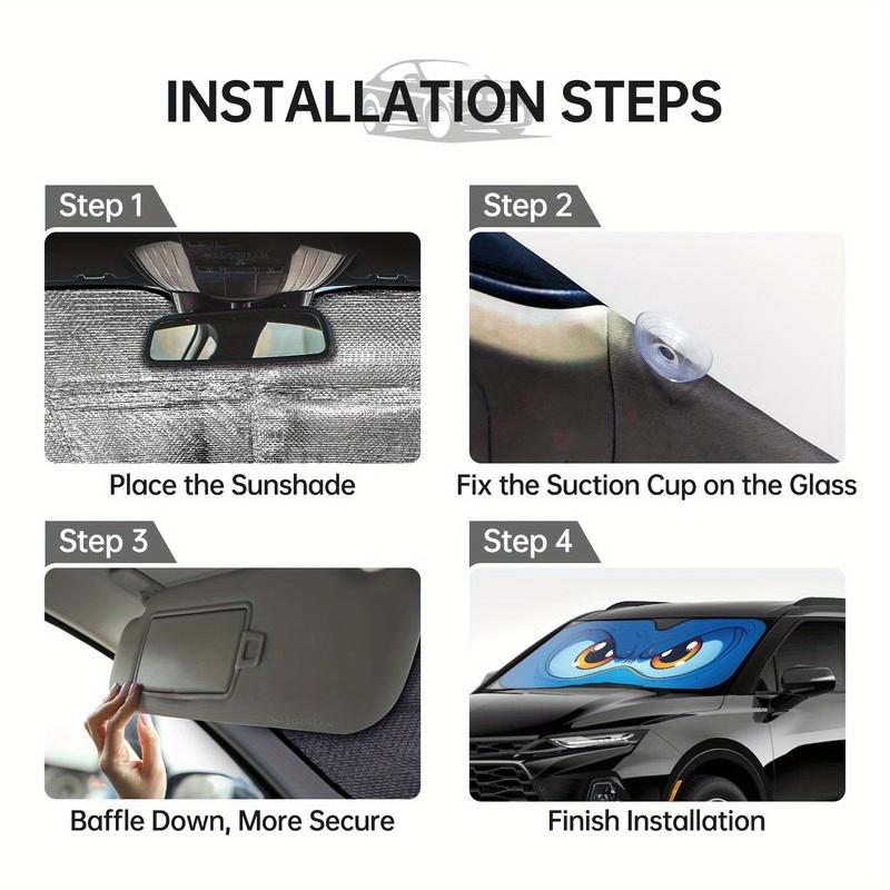 Eyes on Blue Background UV Block Sunshade with Accessories 4pcs Free Suction Cup Auto Front Window Windshield Vehicle