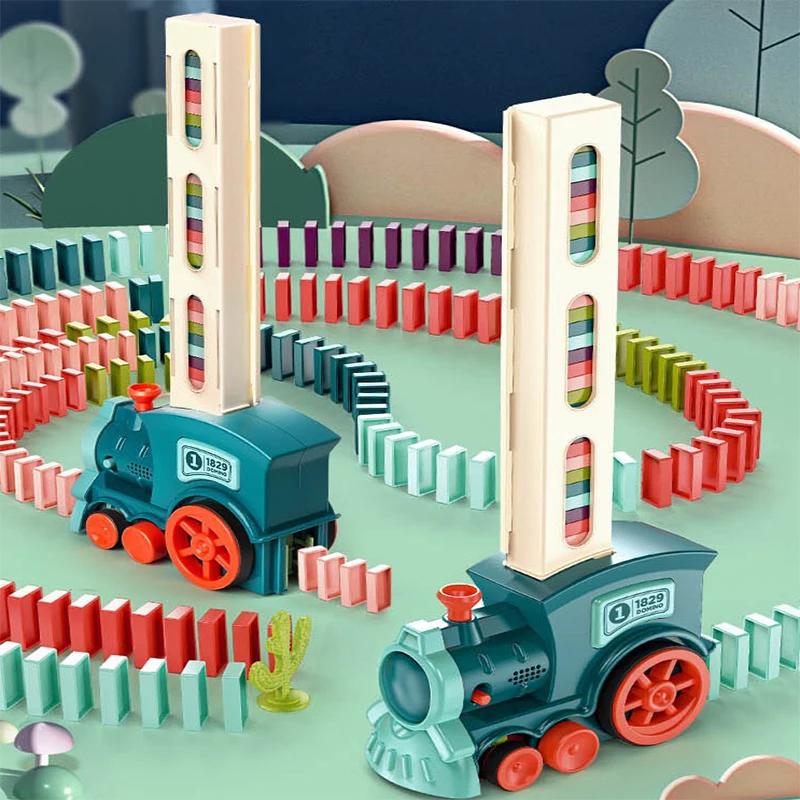 60-Piece Automatic Domino Train Set: Educational Toy for Early Learning Creative Play Gifts for Children's Fun and Development