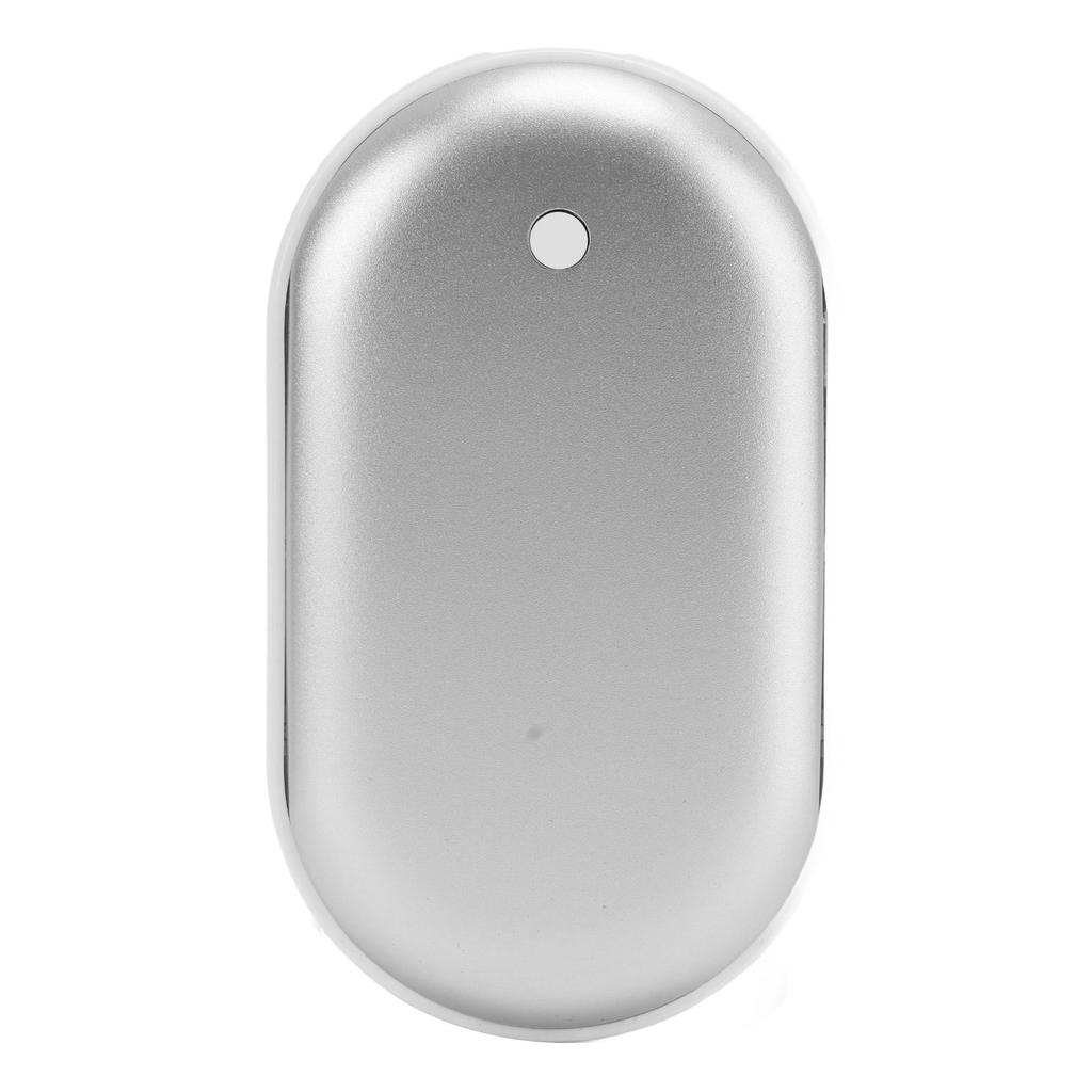 Pocket Hand Warmer Aluminium Alloy 2400mah USB Mini Power Bank for Winter Travel Outdoor Silver