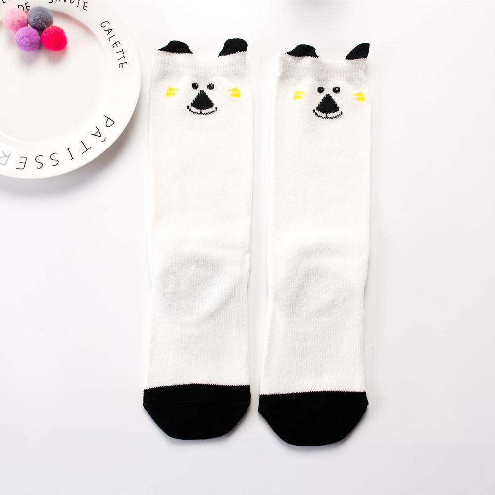 Animal Print Knee High Baby Girls Socks Anti Slip Cartoon Cat Leg Warmers Infant Baby Long Socks Cotton Newborn Baby Boy Socks