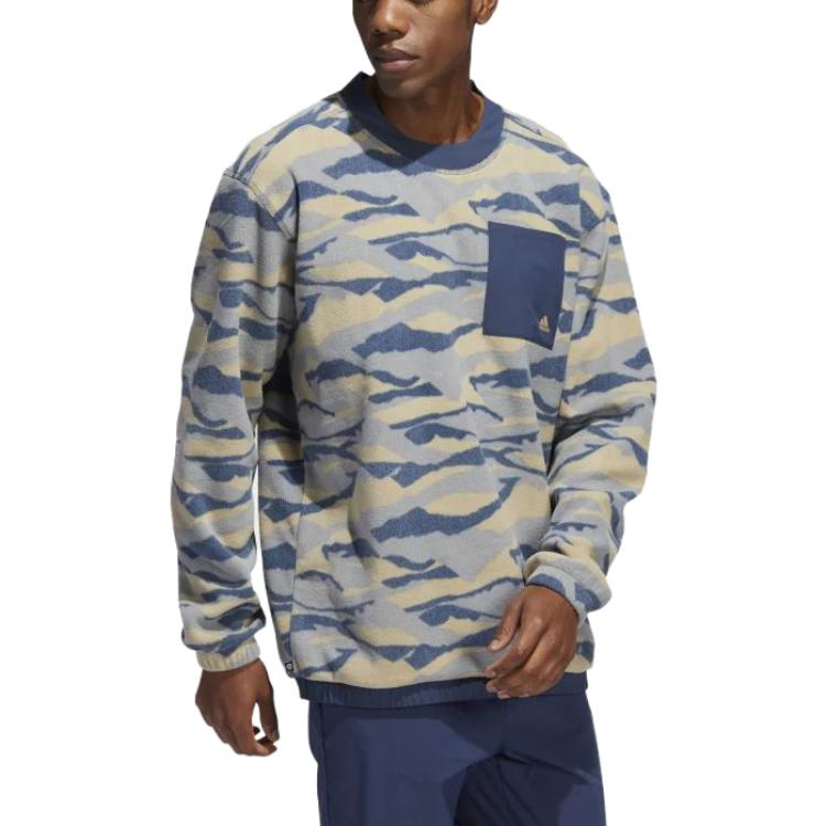 Adidas Logo Camouflage Print Crew Neck Sweatshirt Men Tops Multicolor HF6525