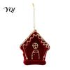 Seasonal Garland Door Decorations Flocked Christmas Ornaments with Gold Edging, Retro Red Velvet Hanging Holiday Tree Decoration, Elk Gingerbread Man