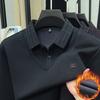Men's 2025 Winter Premium Long-Sleeve Polo with Wool & Silk Fleece Lining, High-End Casual Base Layer