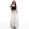 Spring Summer Vintage Sandblast Washed Relaxed Gray Tone Micro Flare Comfy Casual Denim Long Pants Ladies Casual Pants Oversize Denim Trousers