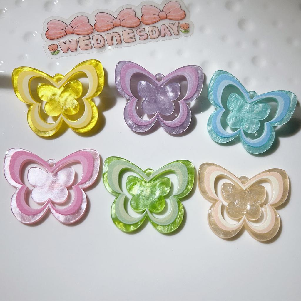 Hollow Butterfly Pendant Jewelry Making Pendant with Hole Decorative Acrylic Butterfly Charm Bracelet Making Bead DIY
