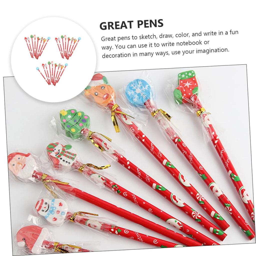 25 Christmas Christmas Kids Christmas Goods Bag Christmas TPR Pencils with Assorted for School Pencils, Stationery, Filler, Eraser, Wooden, Colors,