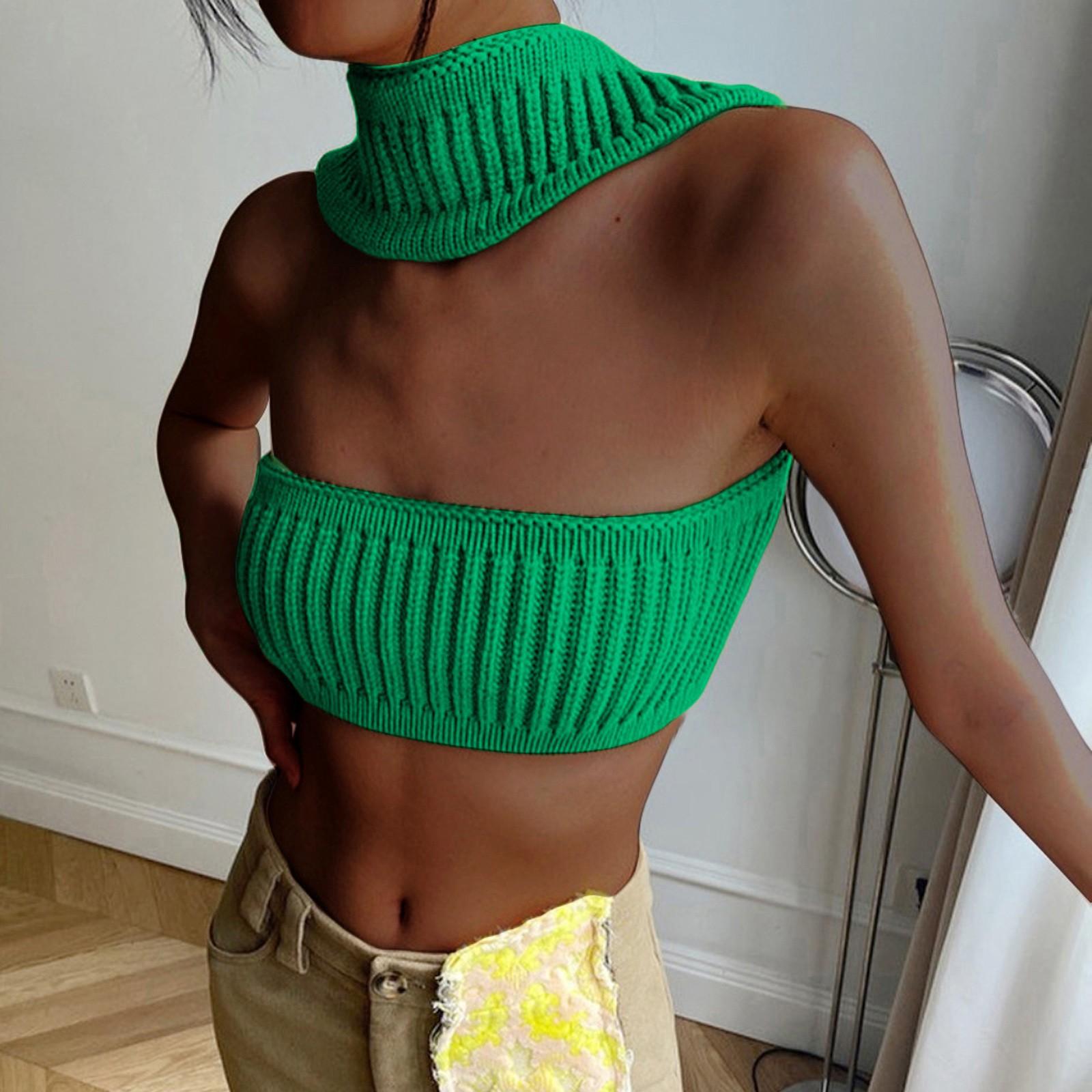 

Сексуальный кружевной укороченный топ на бретельках без рукавов с v-образным вырезом, сексуальный топ на бретельках, облегающий очаровательный уличный костюм S зелёный