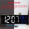 USB-betriebene große digitale Wanduhr TEMP Luftfeuchtigkeit Datum Nachtmodus Helligkeitsdimmung Schlummerfunktion 12/24H LED-Wecker für den Schreibtisch